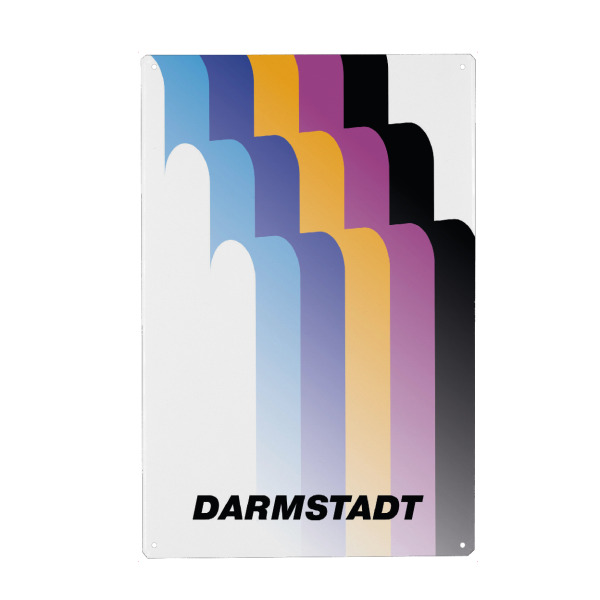 Metall Poster "Darmstadt" artboxONE - Städte,Typografie,Reise,Abstrakt,Geometrie - City,Darmstadt,Germany,Travel,Laconic,Minimal,Stripes,Deutschland