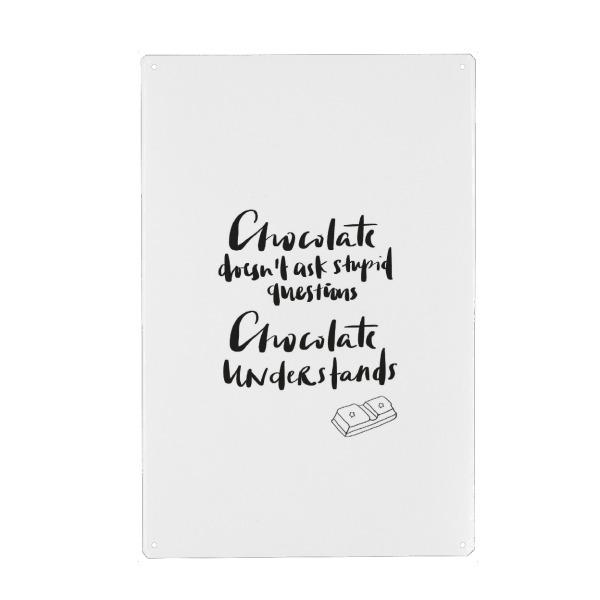Holzbild "Chocolate understands" artboxONE - Typografie,Schwarzweiß,Lustig