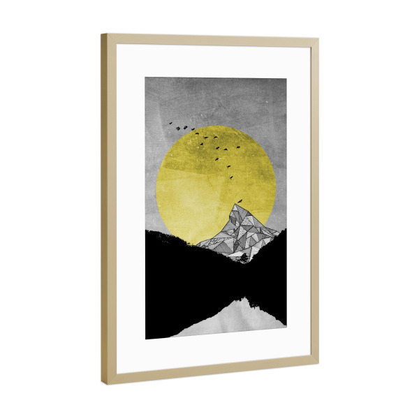 Poster mit Rahmen Gold "Moon V" artboxONE - Abstrakt,Geometrie