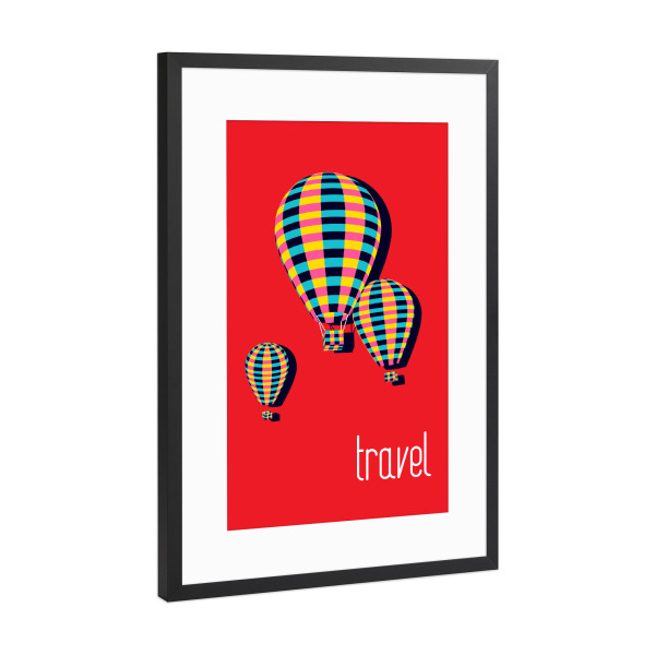 Poster mit Rahmen Schwarz (Metallic) "Travel II" artboxONE - Reise,Geometrie