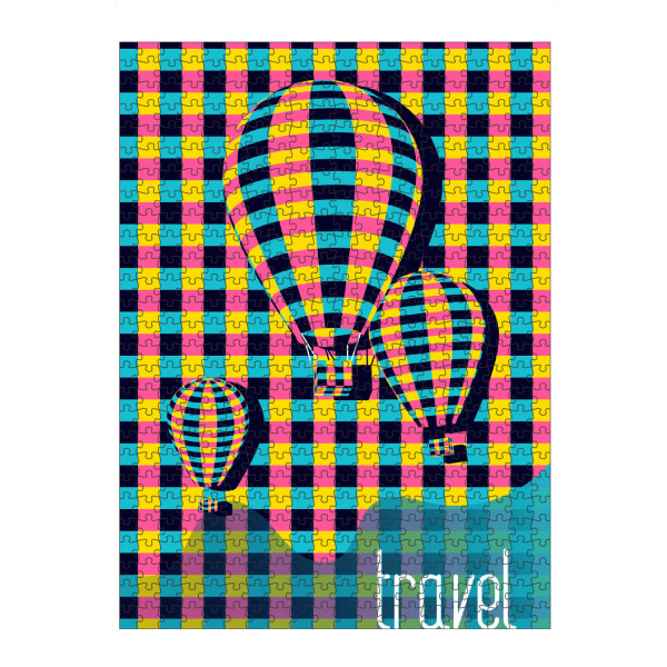 Puzzle Ravensburger "Travel 2" artboxONE - Reise,Geometrie - Travel,Pop,Airballoon,Sky,Flying,High,Flight,Journey,Pattern,Texture,3d,Reisen,Balloon