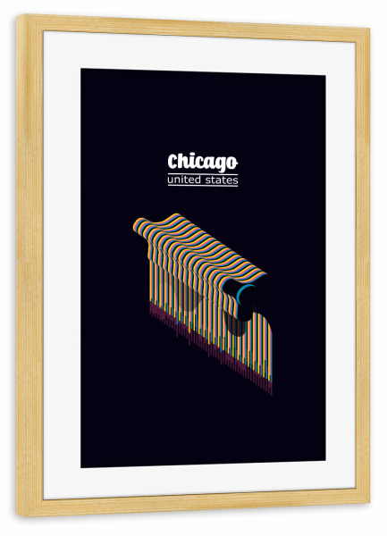 Poster mit Rahmen kiefer "Chicago - United States" artboxONE - Städte,Reise,Geometrie,Städte / Chicago