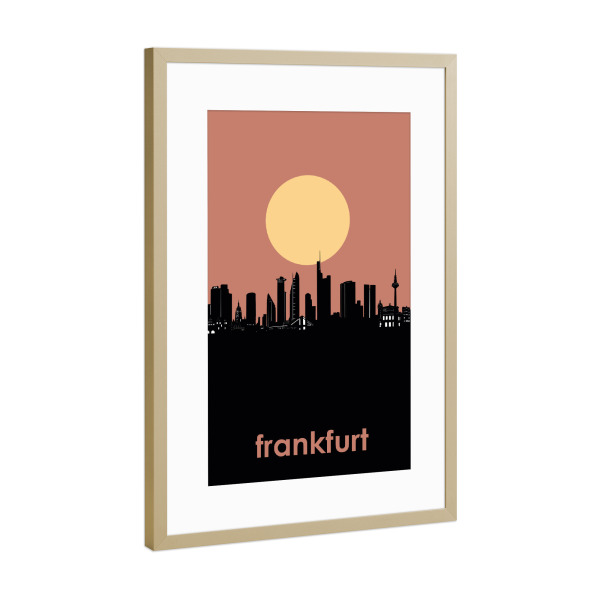 Poster mit Rahmen Gold "Frankfurt skyline minimalism" artboxONE - Städte,Reise,Abstrakt,Städte / Frankfurt