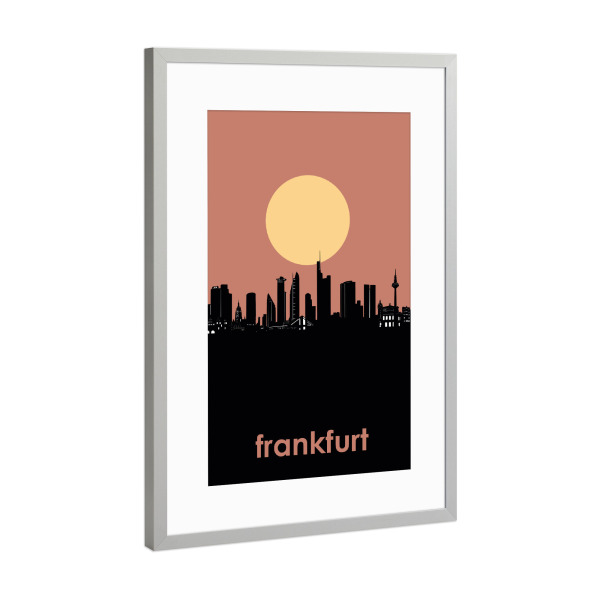 Poster mit Rahmen Silber "Frankfurt skyline minimalism" artboxONE - Städte,Reise,Abstrakt,Städte / Frankfurt