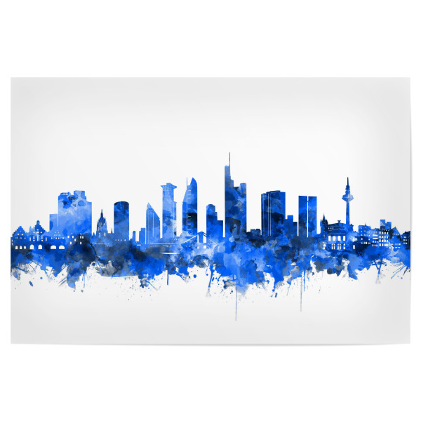 Poster 30x20 cm "Frankfurt city skyline blue" artboxONE - Städte,Abstrakt,Städte / Frankfurt