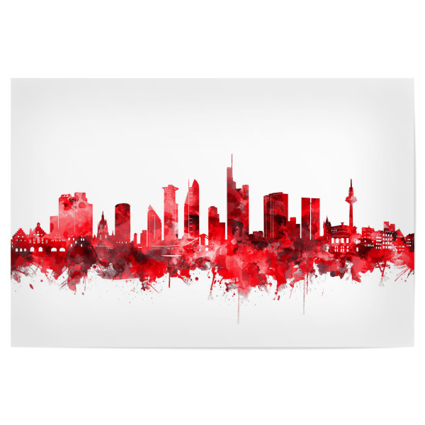 Poster 30x20 cm "Frankfurt city skyline red" artboxONE - Städte,Abstrakt,Städte / Frankfurt