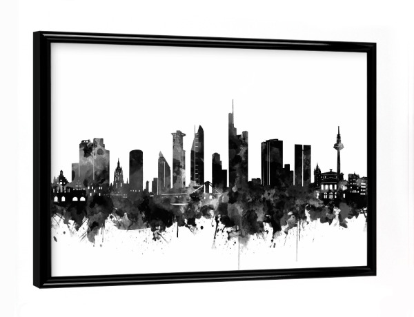 Poster mit schwarzem Rahmen "Frankfurt skyline black and white" artboxONE - Städte,Reise,Abstrakt,Schwarzweiß,Städte / Frankfurt