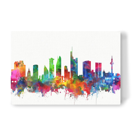 Frankfurt city skyline watercolor