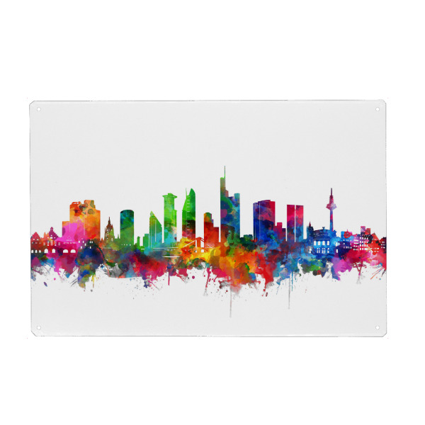 Holzbild "Frankfurt city skyline watercolor" artboxONE - Städte,Reise,Abstrakt,Städte / Frankfurt