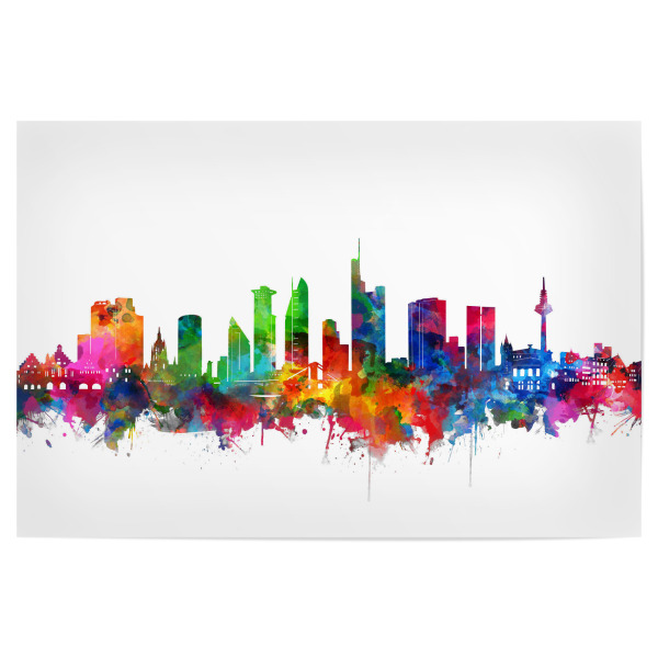 Poster 30x20 cm "Frankfurt city skyline watercolor" artboxONE - Städte,Reise,Abstrakt,Städte / Frankfurt