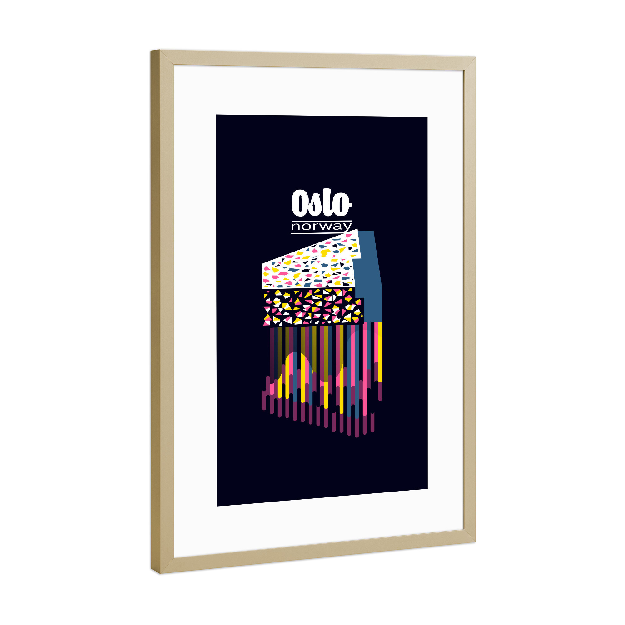 Poster mit Rahmen Gold "Oslo - Norway" artboxONE - Städte,Reise,Abstrakt