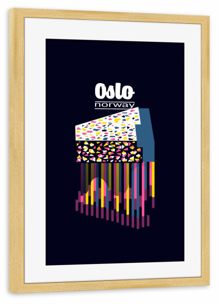 Poster mit Rahmen kiefer "Oslo - Norway" artboxONE - Städte,Reise,Abstrakt