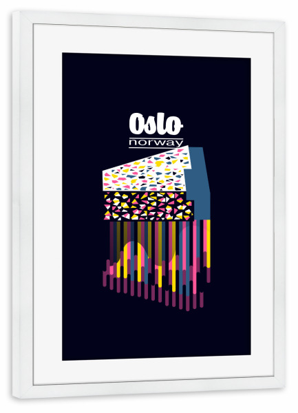 Poster mit Rahmen weiß "Oslo - Norway" artboxONE - Städte,Reise,Abstrakt
