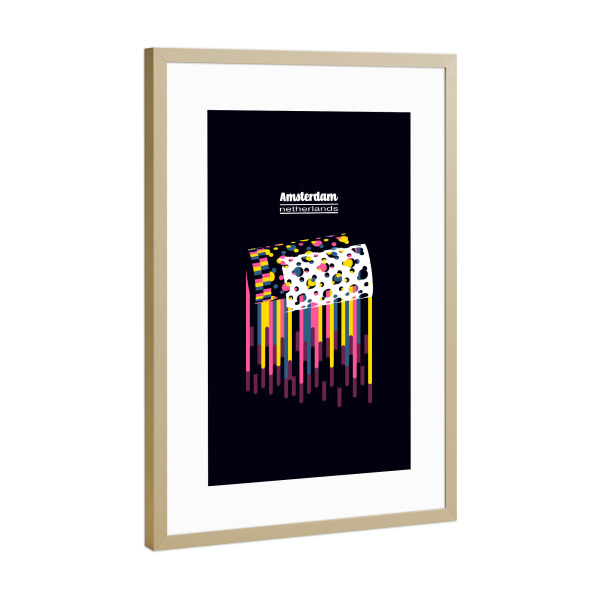 Poster mit Rahmen Gold "Amsterdam - Netherlands" artboxONE - Städte,Reise,Abstrakt,Geometrie,Städte / Amsterdam