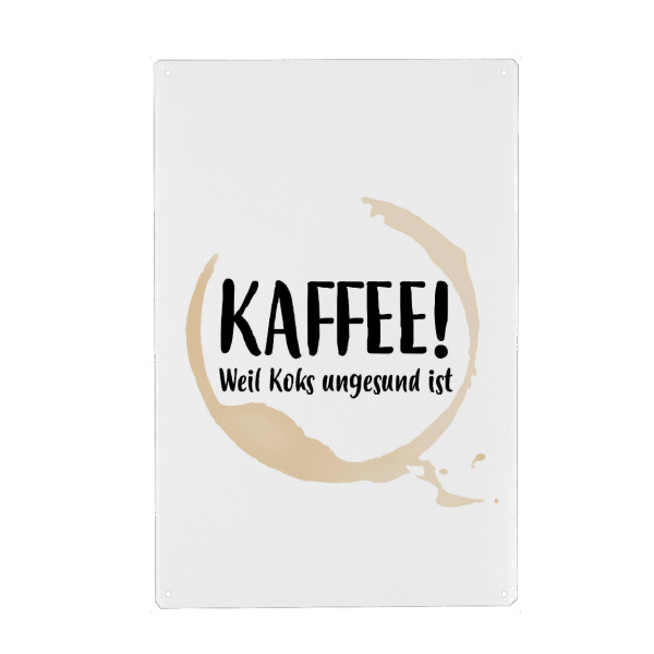 Holzbild "Kaffee - Koks" artboxONE - Typografie,Essen & Trinken - Kaffee,Koffein,Aufwachen,Getränk,Morgens,Motivation,Wachmacher