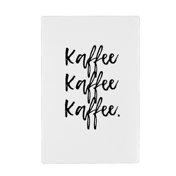 Holzbild "Kaffee Kaffee Kaffee" artboxONE - Typografie,Essen & Trinken,Schwarzweiß - Kaffee,Koffein,Aufwachen,Getränk,Morgens,Motivation,Wachmacher