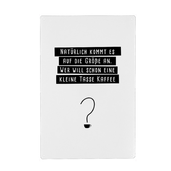 Holzbild "Auf die Größe kommt es an" artboxONE - Typografie,Essen & Trinken,Schwarzweiß