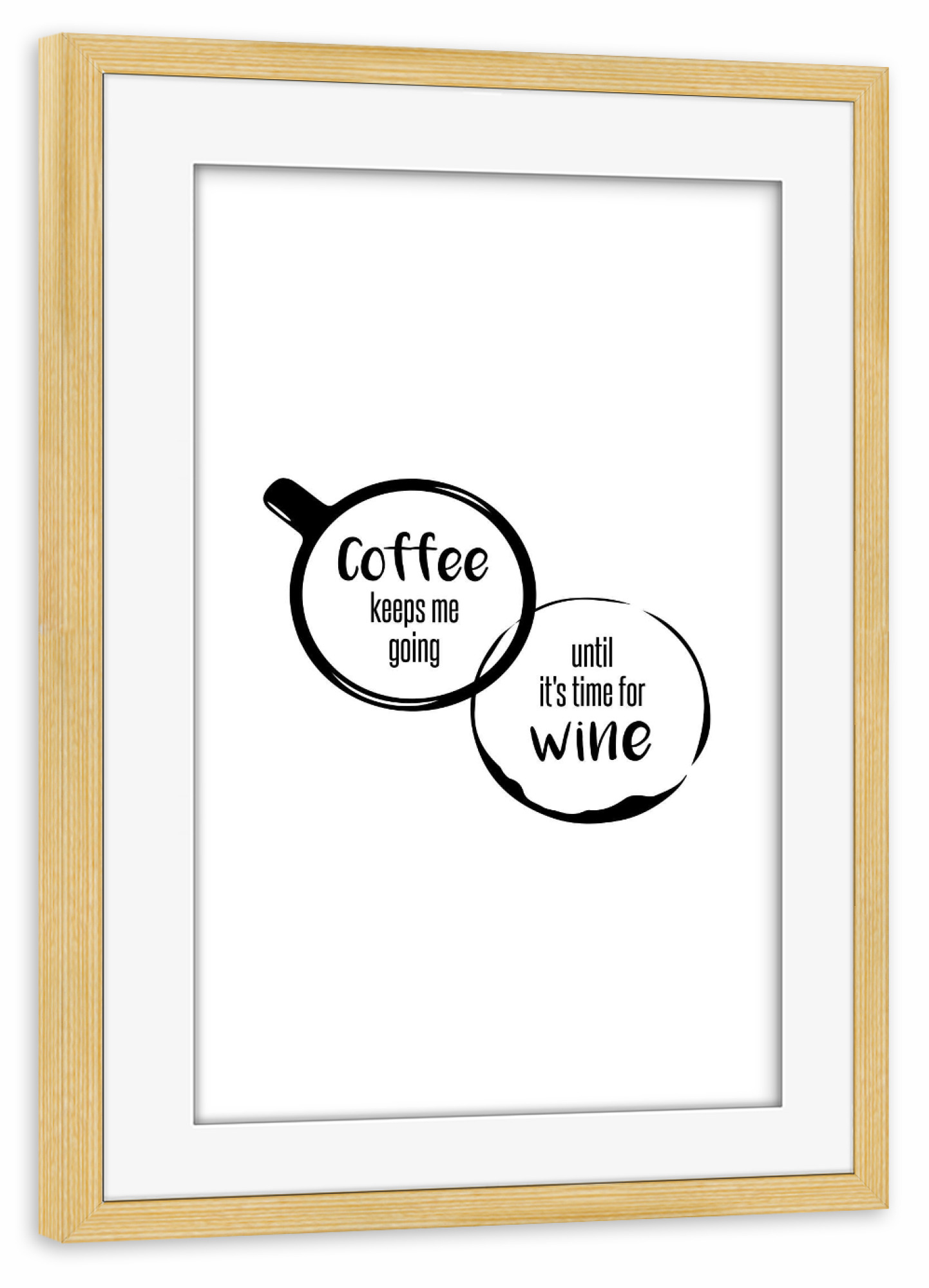 Poster mit Rahmen kiefer "Coffee & Wine" artboxONE - Typografie,Essen & Trinken,Schwarzweiß,Essen & Trinken / Alkohol