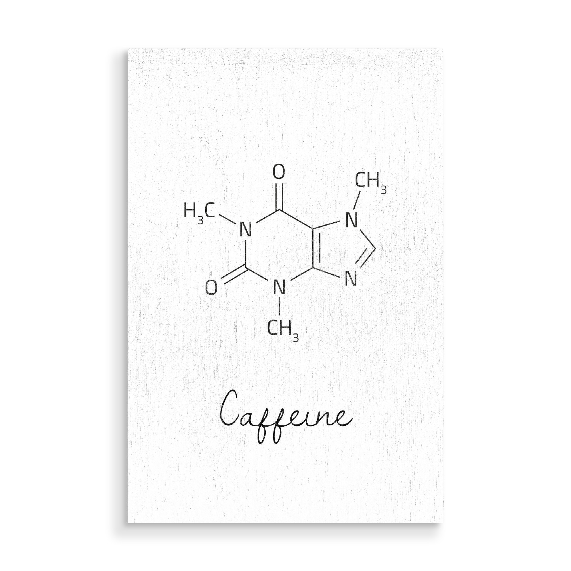 Holzbild "Caffeine Molecular" artboxONE - Typografie,Essen & Trinken,Schwarzweiß
