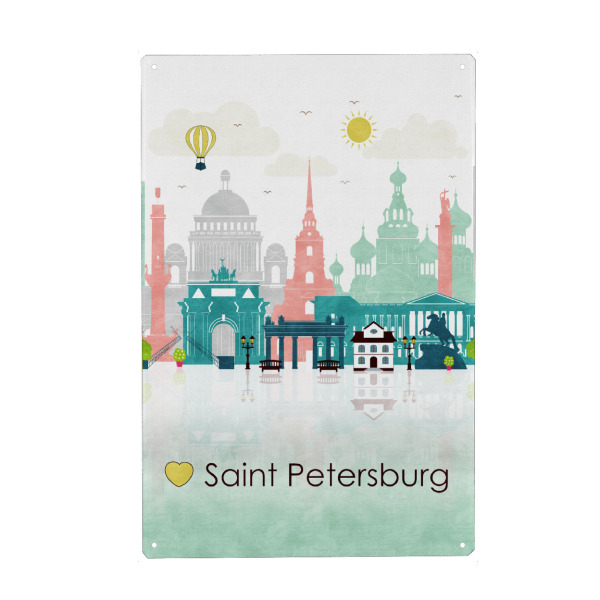 Holzbild "Saint Petersburg Skyline" artboxONE - Städte,Reise,Reise / Länder,Städte / Sankt Petersburg