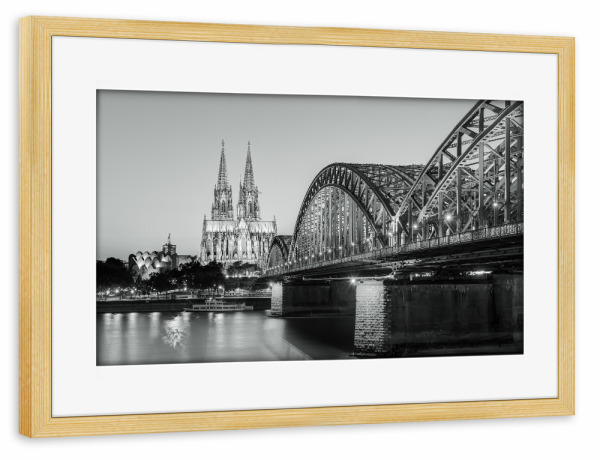 Poster mit Rahmen kiefer "Köln schwarzweiß" artboxONE - Städte / Köln,Reise,Schwarzweiß,Architektur