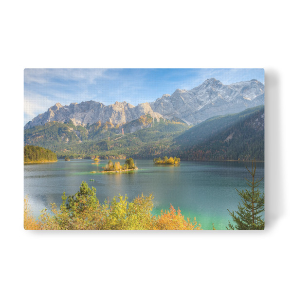 Leinwandbild "Eibsee in Bayern" artboxONE - Natur,Reise,Reise / Länder - Eibsee,See,Bayern,Berge,Zugspitze,Deutschland,Alpen,Herbst