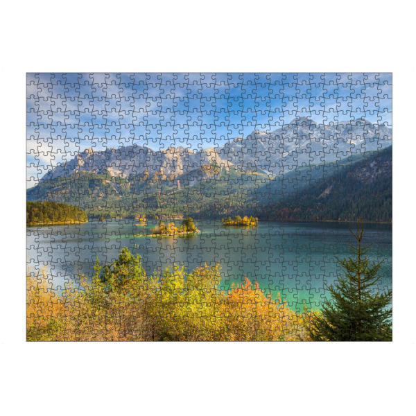 Puzzle Ravensburger "Eibsee in Bayern" artboxONE - Natur,Reise,Reise / Länder - Eibsee,See,Bayern,Berge,Zugspitze,Deutschland,Alpen,Herbst