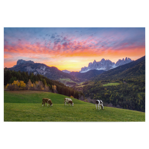 Poster 30x20 cm "Villnöss Südtirol Sonnenaufgang" artboxONE - Natur,Reise,Reise / Länder