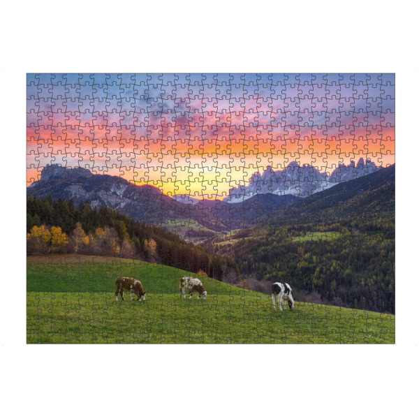 Puzzle Ravensburger "Villnöss Südtirol Sonnenaufgang" artboxONE - Natur,Reise,Reise / Länder
