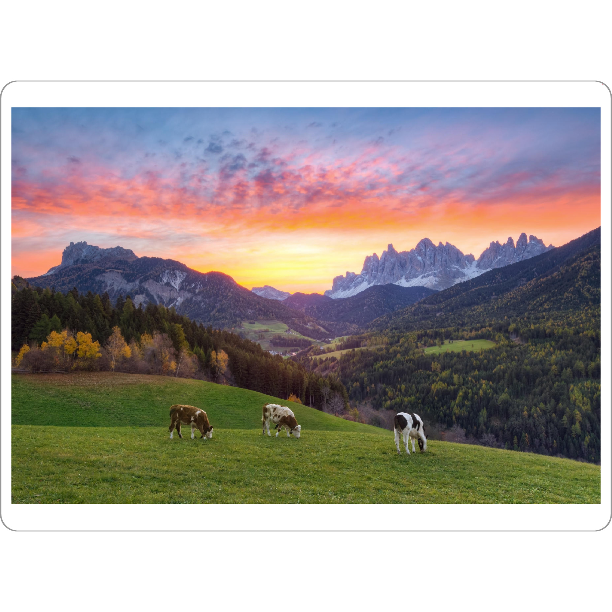 Tischset "Villnöss Südtirol Sonnenaufgang" artboxONE - Natur,Reise,Reise / Länder