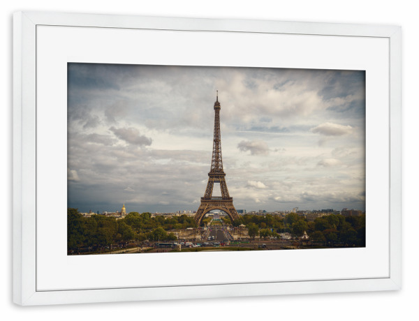 Poster mit Rahmen weiß "Paris Eiffelturm 4" artboxONE - Städte,Architektur,Städte / Paris