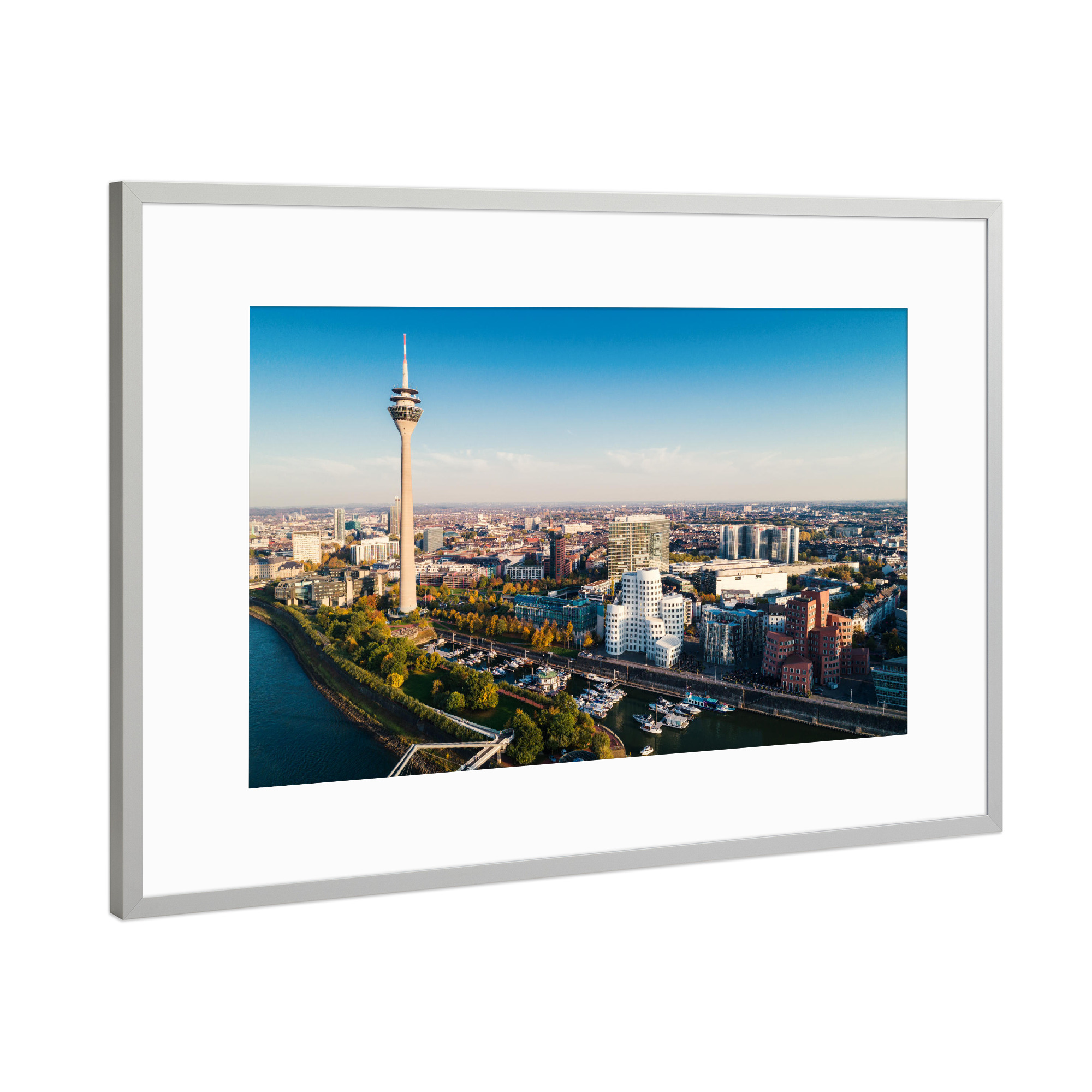 Poster mit Rahmen Silber "Düsseldorf 3" artboxONE - Städte,Städte / Düsseldorf - Düsseldorf,Medienhafen,Nordrhein-westfalen,Nrw,Deutschland,Germany