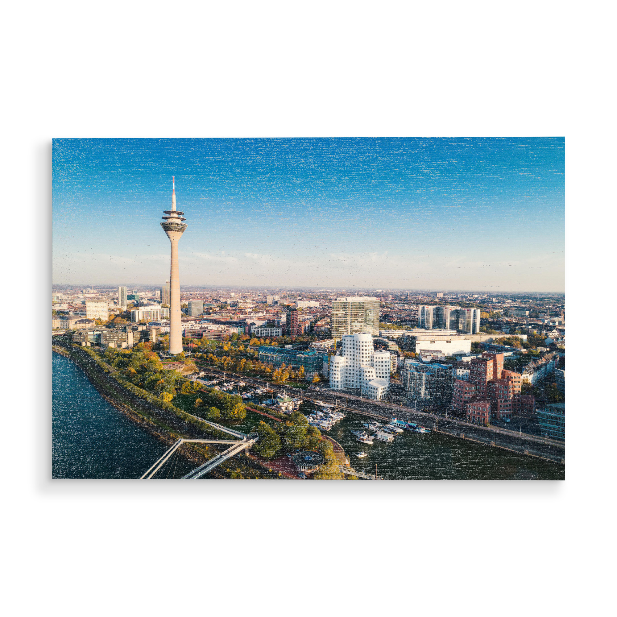 Holzbild "Düsseldorf 3" artboxONE - Städte,Städte / Düsseldorf - Düsseldorf,Medienhafen,Nordrhein-westfalen,Nrw,Deutschland,Germany