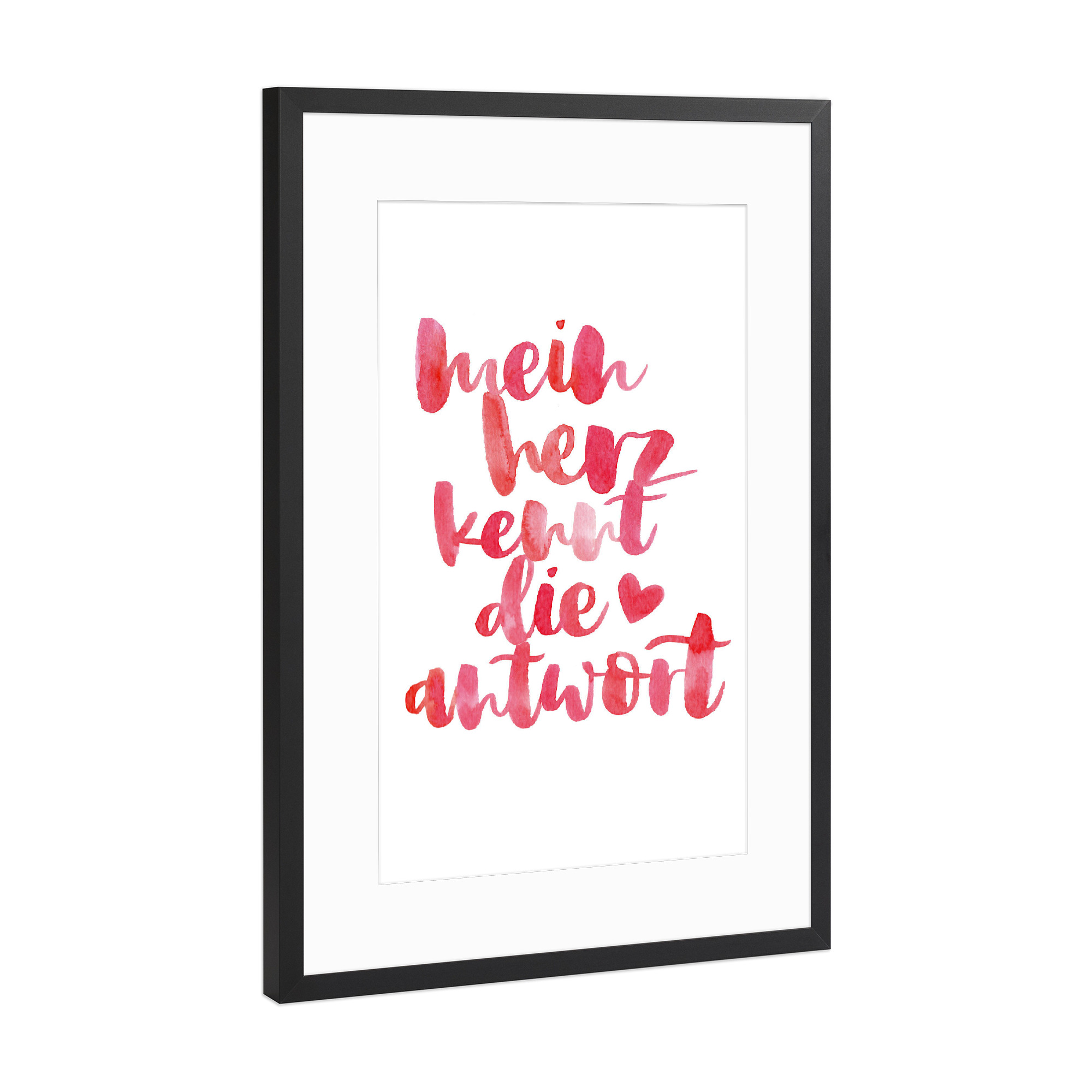Poster mit Rahmen Schwarz (Metallic) "Mein Herz" artboxONE - Typografie,Liebe