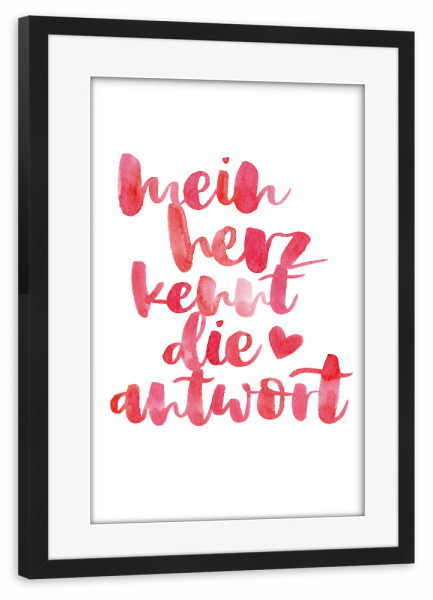Poster mit Rahmen schwarz "Mein Herz" artboxONE - Typografie,Liebe