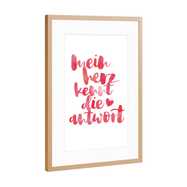 Poster mit Rahmen Kupfer "Mein Herz" artboxONE - Typografie,Liebe