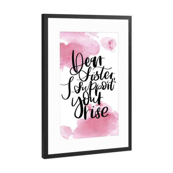 Poster mit Rahmen Schwarz (Metallic) "Dear Sister" artboxONE - Typografie