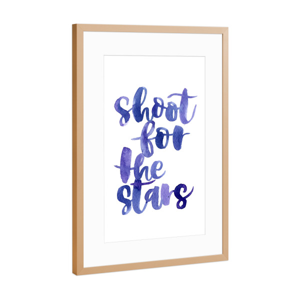 Poster mit Rahmen Kupfer "Shoot for the stars 2" artboxONE - Typografie,Sport / Motivation