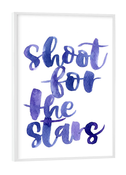 Poster mit weißem Rahmen "Shoot for the stars 2" artboxONE - Typografie,Sport / Motivation