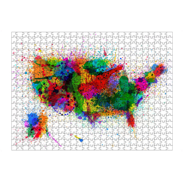 artboxONE Puzzle "United States Paint Splashes Map" artboxONE - Reise,Reise / Länder,Kartografie