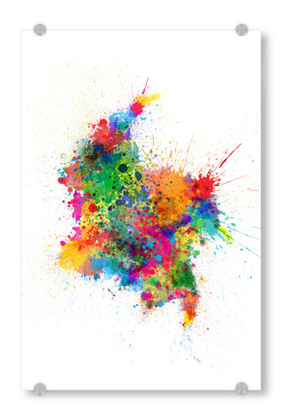 Acrylglasbild "Colombia Paint Splashes Map" artboxONE - Reise,Reise / Länder,Kartografie