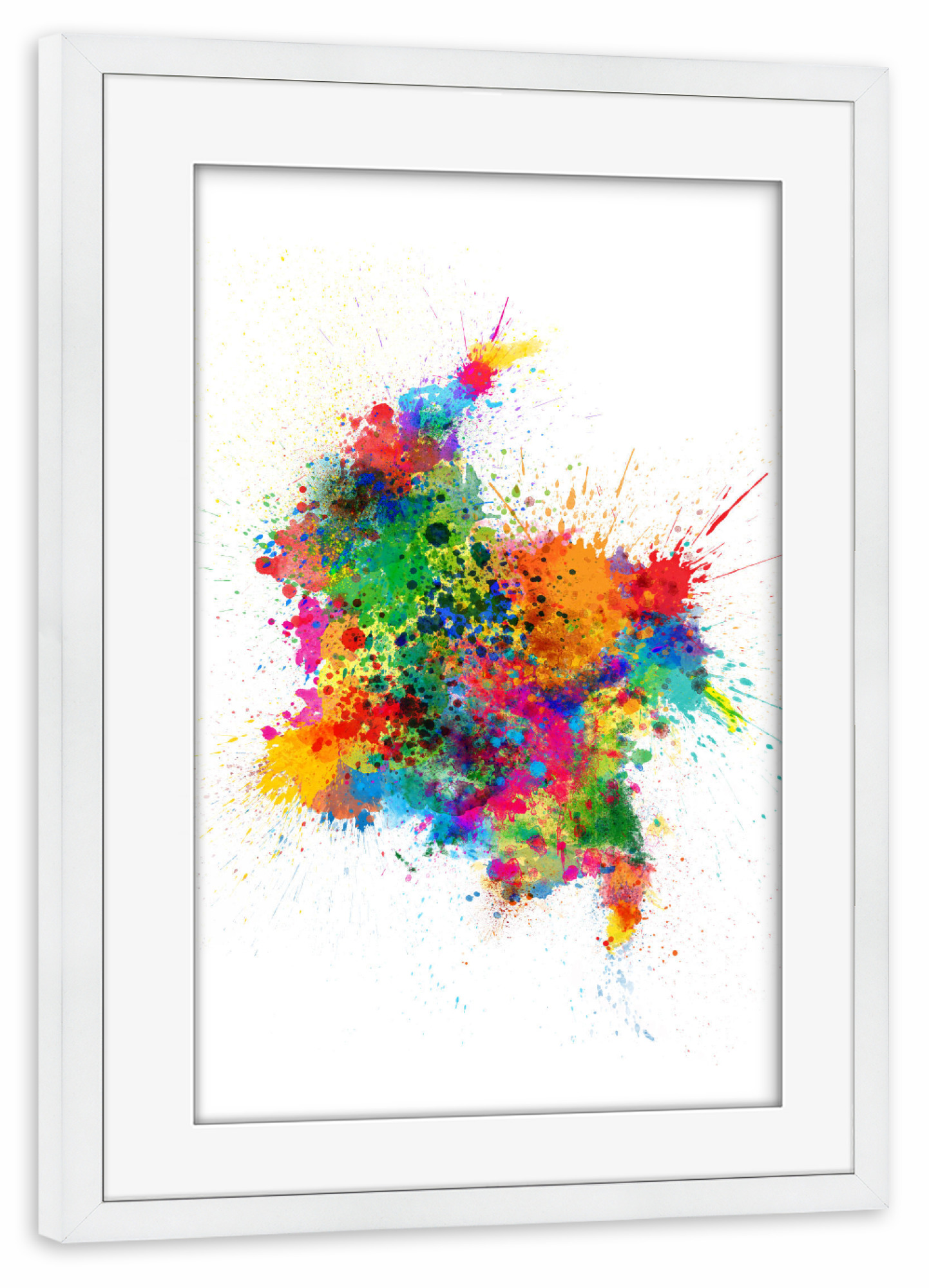 Poster mit Rahmen weiß "Colombia Paint Splashes Map" artboxONE - Reise,Reise / Länder,Kartografie