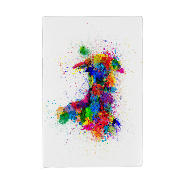 Holzbild "Wales Paint Splashes Map" artboxONE - Reise,Reise / Länder,Kartografie