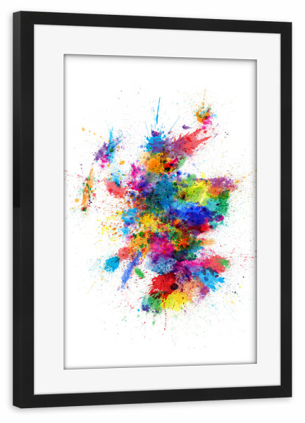 Poster mit Rahmen schwarz "Scotland Paint Splashes Map" artboxONE - Reise,Reise / Länder,Kartografie