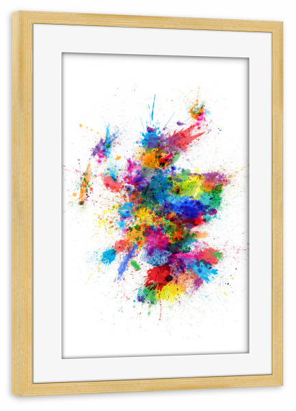 Poster mit Rahmen kiefer "Scotland Paint Splashes Map" artboxONE - Reise,Reise / Länder,Kartografie