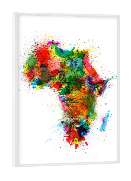 Poster mit weißem Rahmen "Paint Splashes Map of Africa" artboxONE - Reise,Reise / Afrika,Reise / Länder,Kartografie