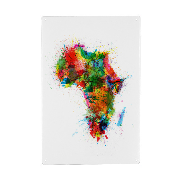 Metall Poster "Paint Splashes Map of Africa" artboxONE - Reise,Reise / Afrika,Reise / Länder,Kartografie
