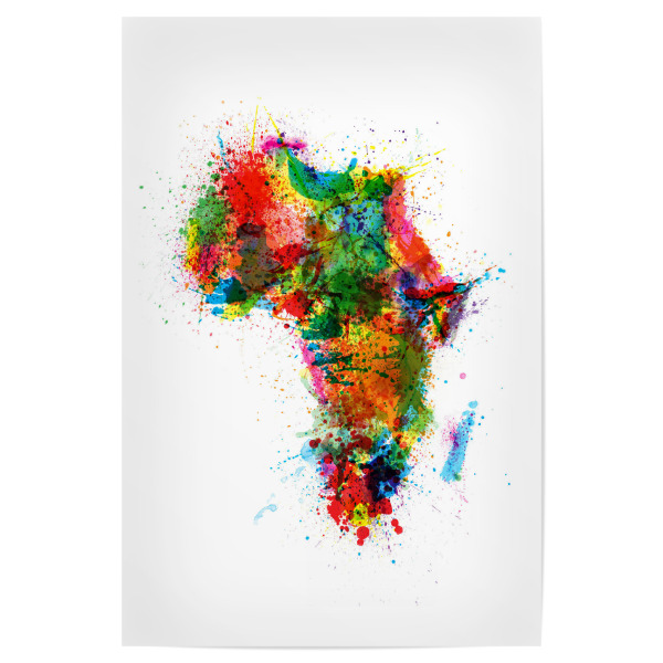 Poster "Paint Splashes Map of Africa" artboxONE - Reise,Reise / Afrika,Reise / Länder,Kartografie