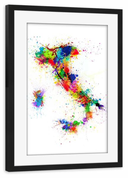 Poster mit Rahmen schwarz "Italy Map Paint Splashes" artboxONE - Reise,Reise / Länder,Kartografie