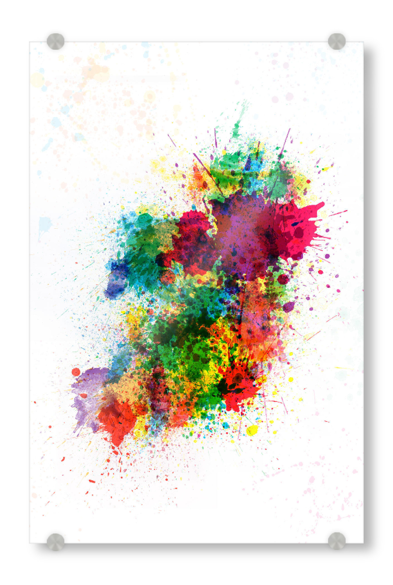 Acrylglasbild "Ireland Map Paint Splashes" artboxONE - Reise,Reise / Länder,Kartografie